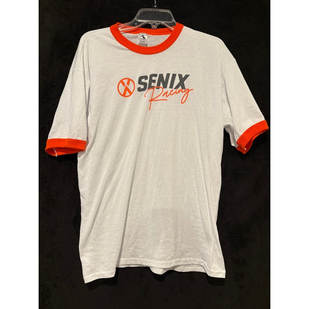 Augusta Sportswear‎ T-Shirt Mens XL White Orange Senix Racing Ringer Tee XL